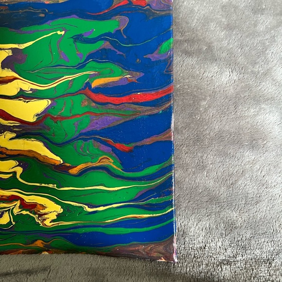 Rainbow paint pour in honor of PRIDE - 8” x 10” canvas board - Picture 3 of 6